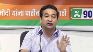Nitesh Rane : संजय राऊत, उद्धव ठाकरे आणि आदित्य ठाकरे या तिघांना चौकात उभं करुन चपलेने मारलं पाहिजे