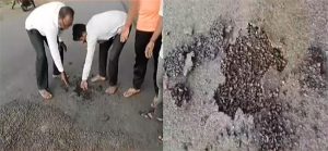 Solapur news : सोलापुरातील बार्शीत निकृष्ट दर्जाच्या रस्ते बांधकामामुळे नागरिकांचा संताप
