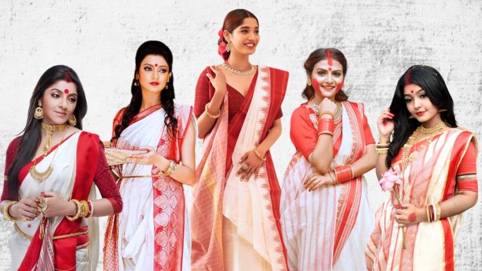Bengali Saree : ‘शुंदोर शुंदोर!’ लाल-पार साडी