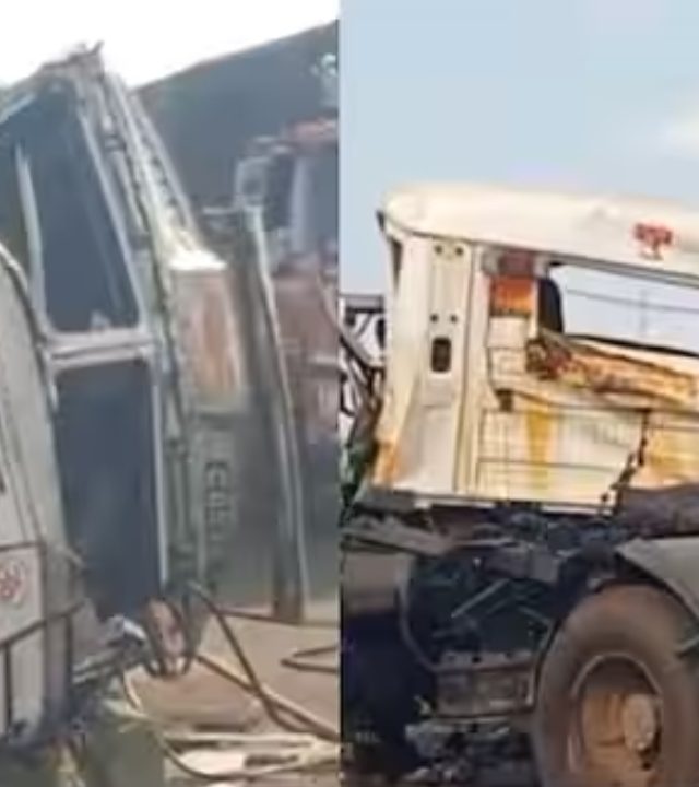 Solapur Accident News : सोलापूर-हैदराबाद महामार्गावर कंटेनरची ॲसिडच्या टँकरला धडक! वाहनचालक जागीच ठार