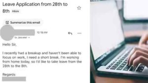 “सर, माझं ब्रेकअप झालंय...” Gen Z कर्मचाऱ्याचा ईमेल सोशल मीडियावर तुफान व्हायरल!