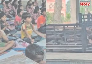 स्मशानभूमीत जळत्या चितेशेजारी मुलांचा अभ्यास