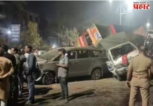 कोल्हापूरमध्ये पाच गाड्या एकमेकांवर आदळल्या, पण...