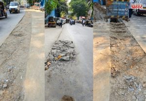 दहिसर पूर्वमधील नव्याने बनवलेल्या यशवंतराव तावडे मार्ग खोदला