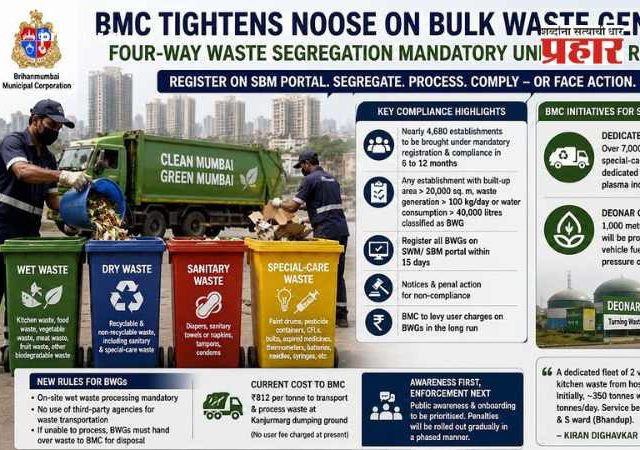 BMC Makes 4-Way Waste Segregation : मुंबईत कचराकोंडीवर बीएमसीचा 'मास्टरस्ट्रोक': मोठ्या सोसायट्या, हॉटेल्ससाठी '४-स्तरीय' कचरा वर्गीकरण सक्तीचे!