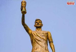 Lionel Messi Statue : वाऱ्याच्या झोतामुळे मेस्सीचा पुतळा डगमगला !