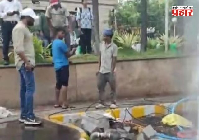 Thane : ठाण्यात कोरम मॉलसमोर जलवाहिनी फुटल्याने लाखो लिटर पाण्याची नासाडी