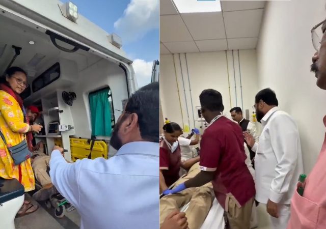एकनाथ शिंदेंमधील संवेदनशील नेत्याचा पुन्हा प्रत्यय; ड्युटीवरील पोलीस कोसळताच प्रोटोकॉल बाजूला सारून धावले!