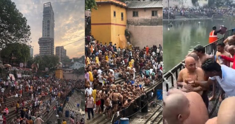 Banganga Tank News : बाणगंगा तलावात माशांच्या सामूहिक मृत्यूनंतर खळबळ; पितृपक्षाच्या शेवटी बॅरिकेट्सच्या सावलीत पार पडले शेकडो भाविकांचे श्राद्ध