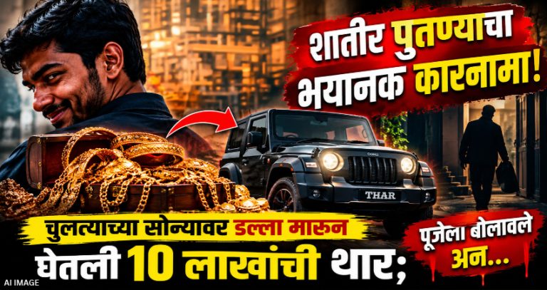 Kolhapur Crime : शातीर पुतण्याचा भयानक कारनामा! चुलत्याच्या सोन्यावर डल्ला मारून घेतली 10 लाखांची थार; पूजेला बोलावले अन्...