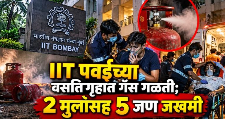 Gas Leakage : IIT पवईच्या वसतिगृहात गॅस गळती; 2 मुलांसह 5 जण जखमी