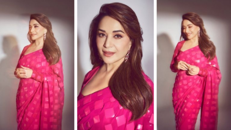 Madhuri Dixit: 'धक धक गर्ल'चा गुलाबी साडीत घायाळ करणारा लूक, पाहा Photos