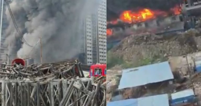 Mulund Fire News : मुलुंडमध्ये बांधकाम सुरू असलेल्या इमारतीच्या आवारात भीषण आग; ७ गॅस सिलिंडरचे एकापाठोपाठ एक स्फोट, मोठी जीवितहानी टळली