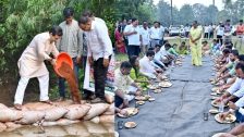 नाचणीची भाकरी, भाजी अन् बांधावरील गप्पा; ग्रामस्थांशी संवाद साधत पालकमंत्री नितेश राणे यांनी दिले जलसंधारण चळवळीला बळ