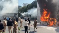 Pune Shivai bus fire: पुण्यात धावत्या इलेक्ट्रिक शिवाई बसला भीषण आग; 17 प्रवाशांचा जीव थोडक्यात बचावला, VIDEO व्हायरल